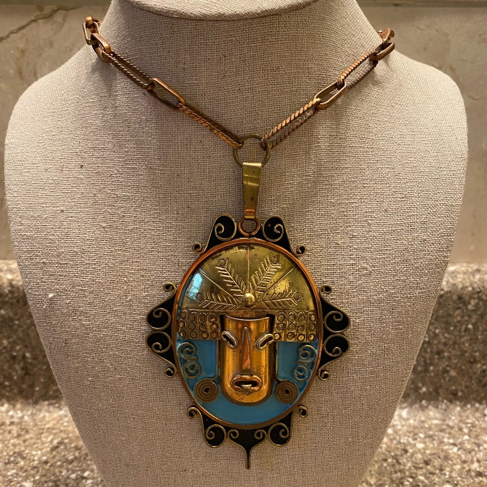 Vintage Aztec Mayan Tribal Warrior Diaz Santoyo